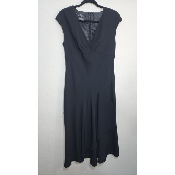 AGB Dress Byer California Dresses & Skirts - AGB Dress Byer California Midi Dress 8 Black Polyester 90s‎ Surplice Ruffle Hem